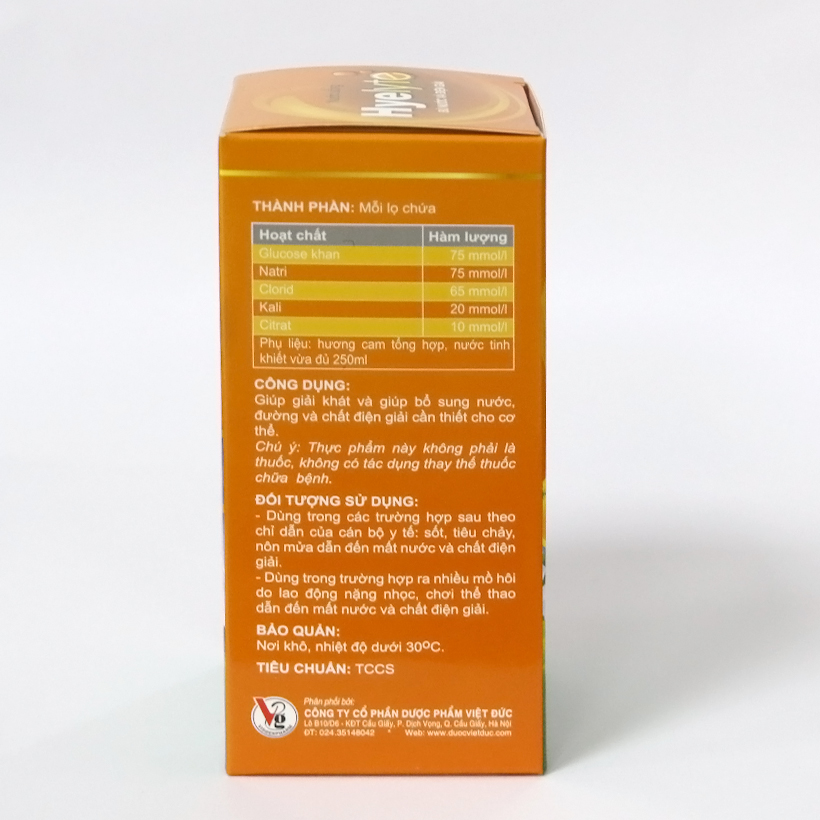 Bộ 5 hộp Thực phẩm bảo vệ sức khỏe giúp bù nước và điện giải Hyelyte hương cam, chai 250ml