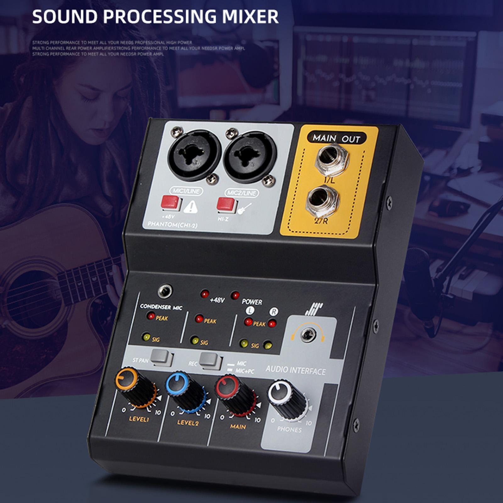 Mini Audio Mixer 48V Mini Sound Board Console for Live KTV
