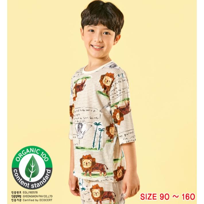 &lt;11-33kg - Size 3-8 tuổi&gt; Đồ bộ quần áo thun cotton lửng mùa hè cho bé trai Unifriend Hàn Quốc UNI0864