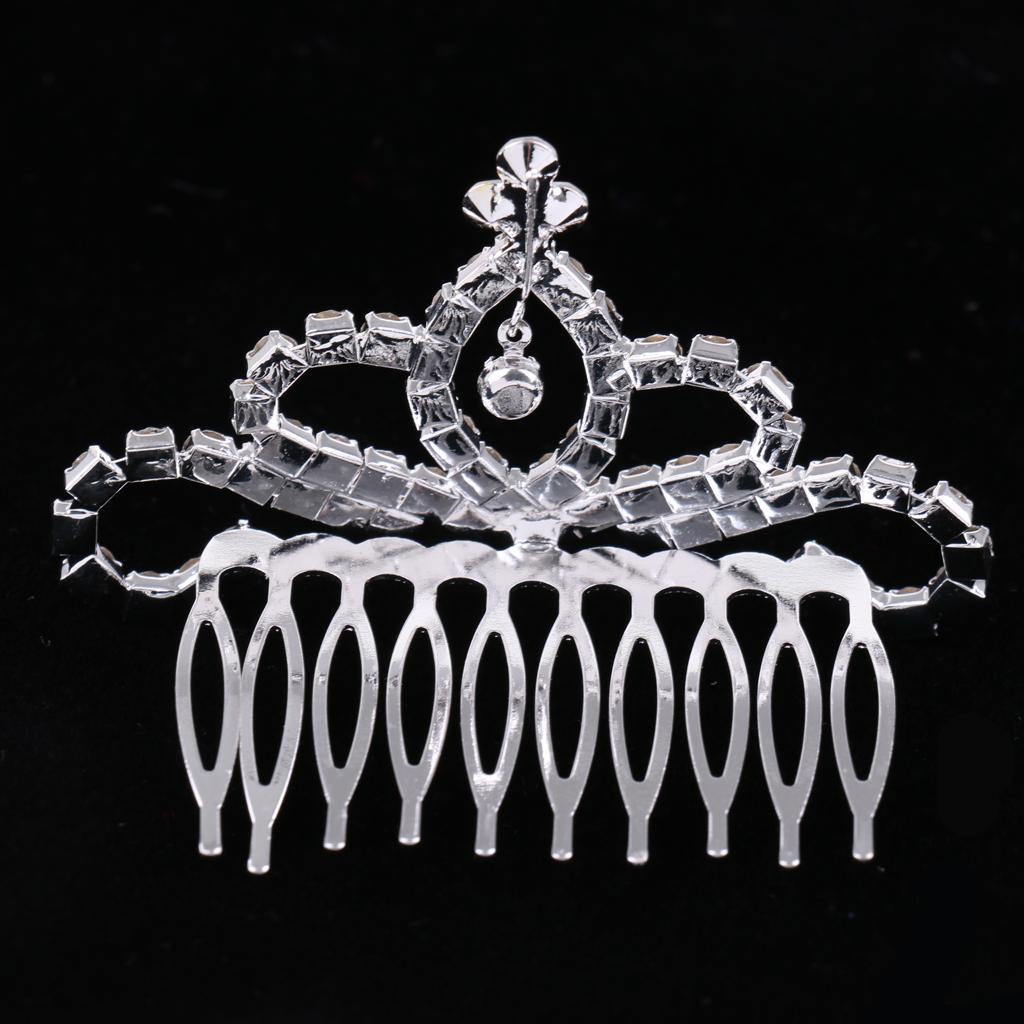 Princess Crown Tiara Crystal Hair Comb Wedding Bride Girls Hair Accessory #1