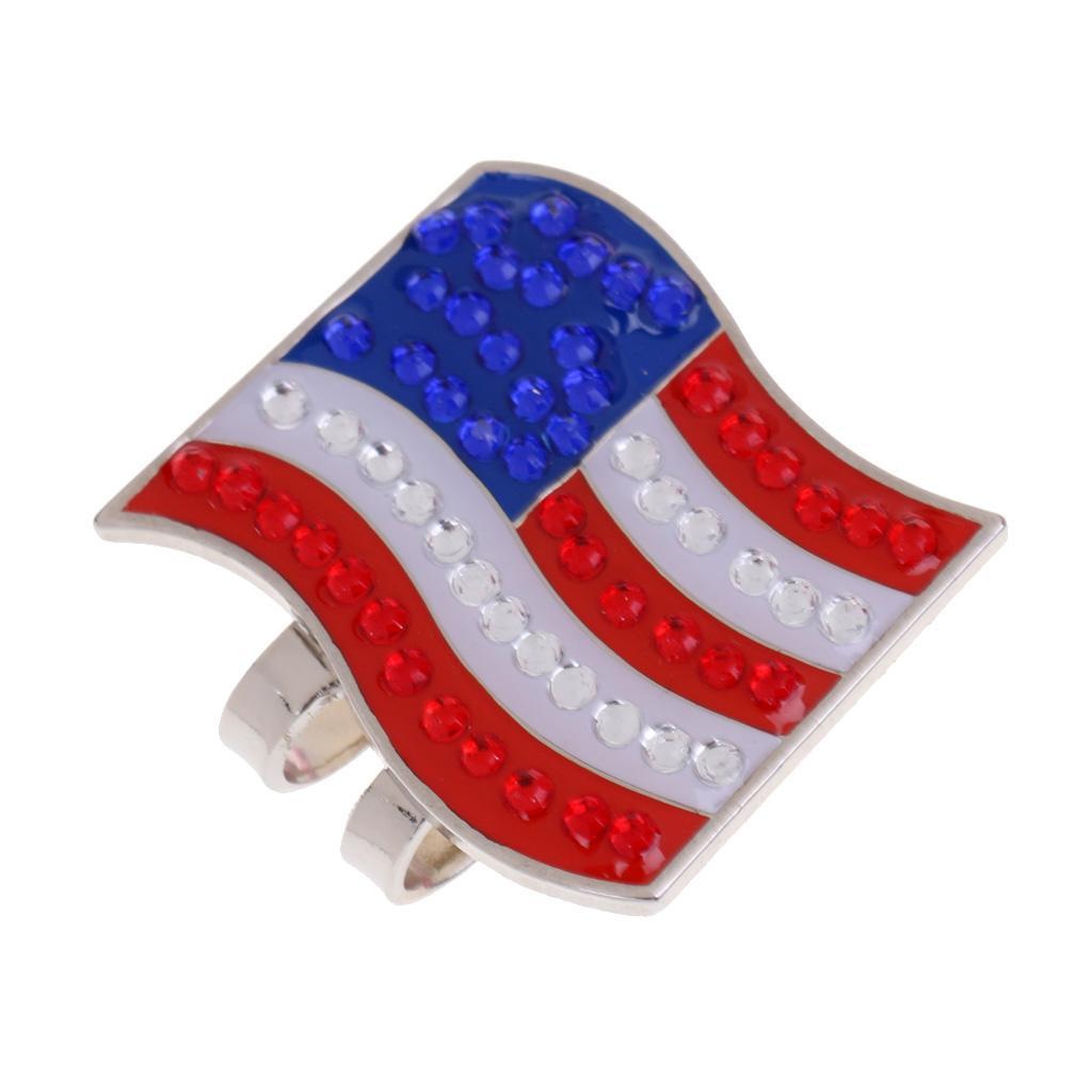 2 Pieces USA Flag Alloy Golf Ball Marker Magnetic Hat Clip Golf Accessories