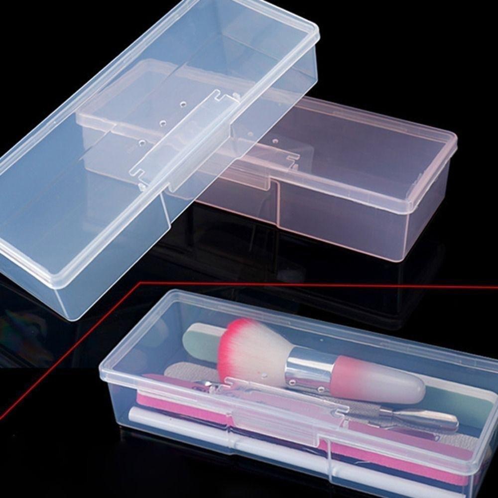 Hộp Đựng Cọ Nail Bằng Nhựa Cứng 3 Lỗ Thoáng Khí, Hộp Bảo Quản Dụng Cụ Làm Nail, Khóa Cài Chắc Chắn, Tiện Lợi Chống Bụi