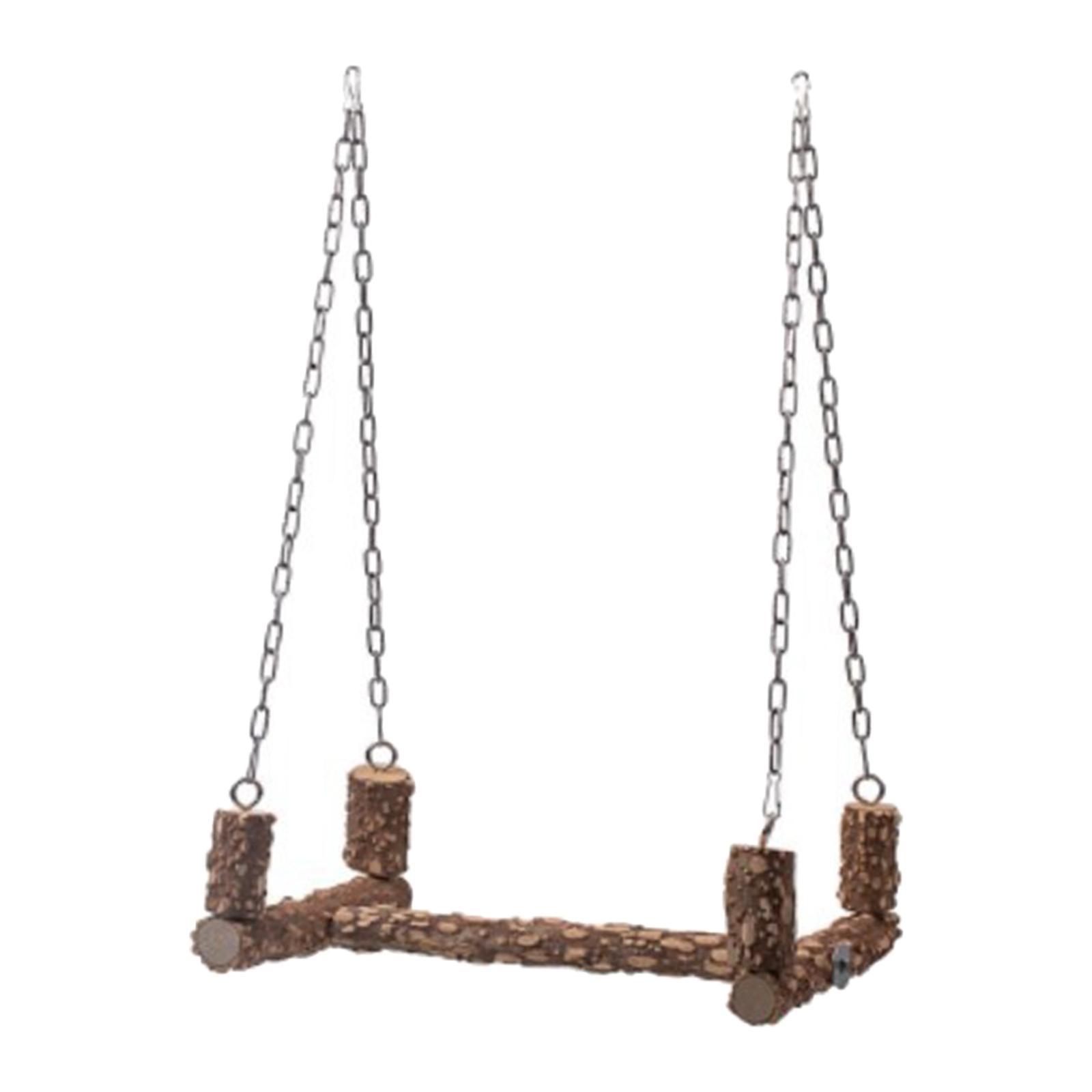 Parrots Wooden Stand Swing Cage Hanging Cockatiels Lovebird Perch Bird Toys