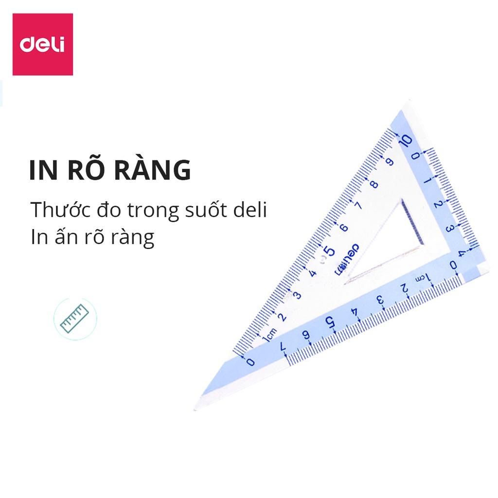 Bộ 4 Dụng Cụ Eke Thước Kẻ Thước Đo Góc Đo Độ Học Sinh Túi Zip Deli - Eke Tam Giác Vuông Đồ Dùng Toán Học Dụng Cụ Hình Học - 9594