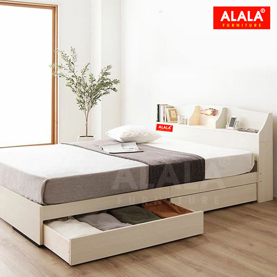 Giường ngủ ALALA08 + 2 hộc kéo / Miễn phí vận chuyển và lắp đặt/ Đổi trả 30 ngày/ Sản phẩm được bảo hành 5 năm từ thương hiệu ALALA/ Chịu lực 700kg