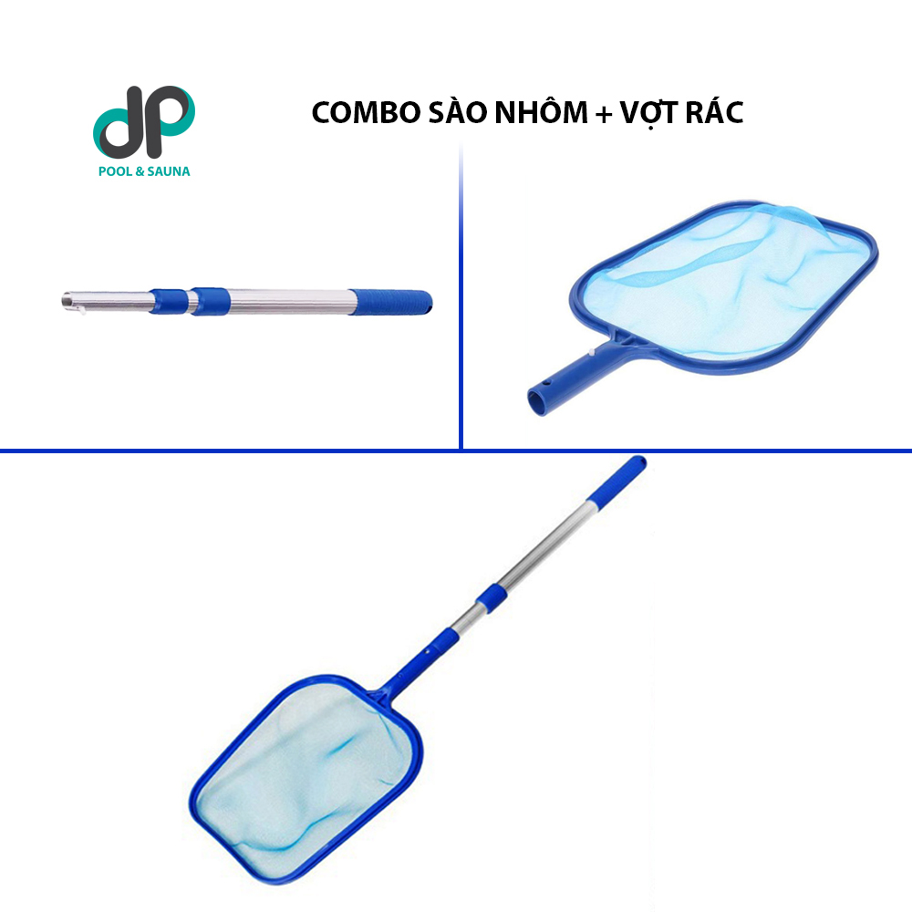 VỢT RÁC BỂ BƠI KÈM SÀO NHÔM THU GỌN, CHẮC CHẮN -  Vệ sinh hồ bơi, hồ cá tiện ích