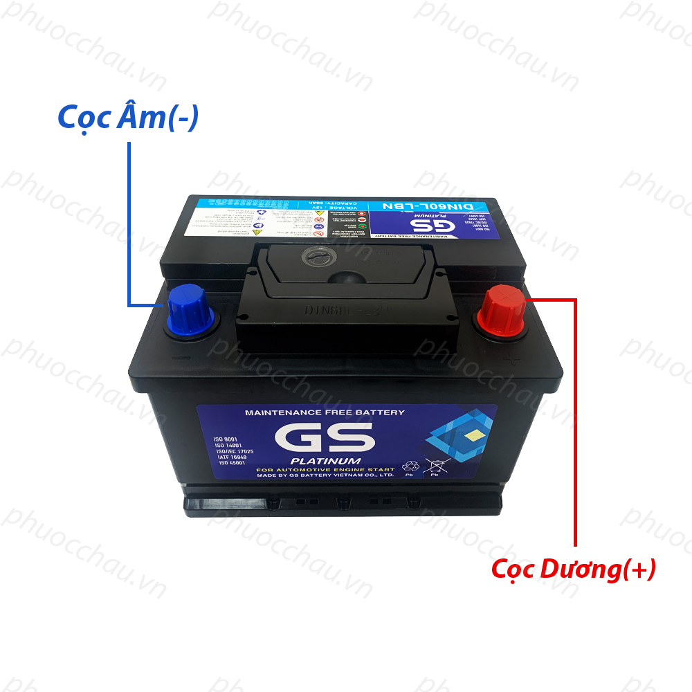 Bình Ắc Quy 12V-60Ah, Ắc Quy Ô Tô GS MF DIN60L/R/LBN