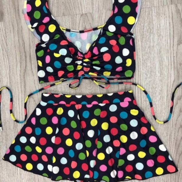freeship Bikini hai mảnh chấm bi nhiều màu mặc đi biển