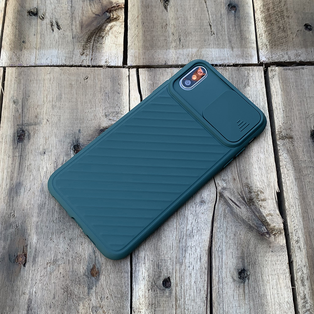 Ốp lưng kéo nắp camera cao cấp dành cho iPhone X / iPhone XS - Màu Xanh