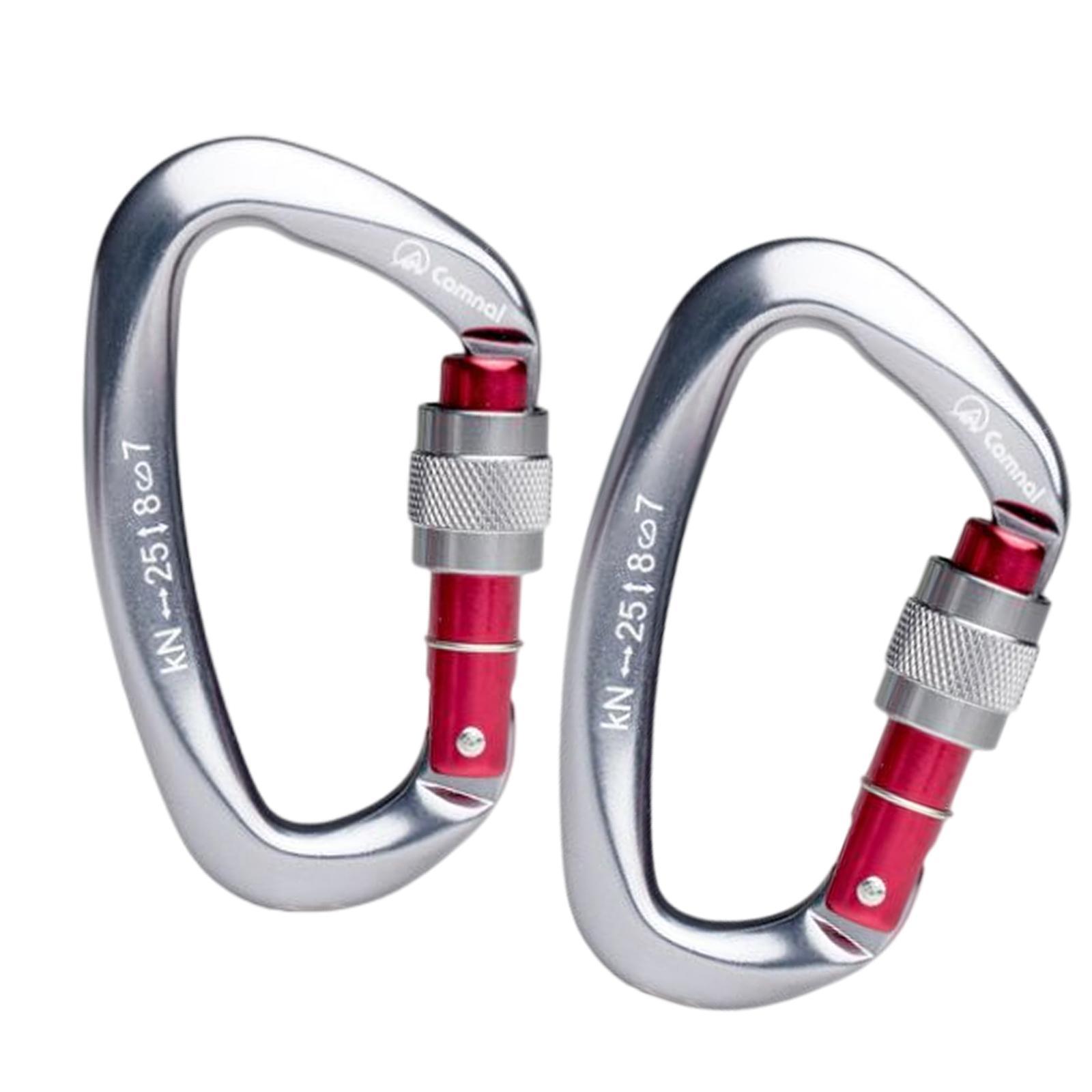 2xMountaineering Climbing Equipment Carabiner Screw Lock 25KN  Gray