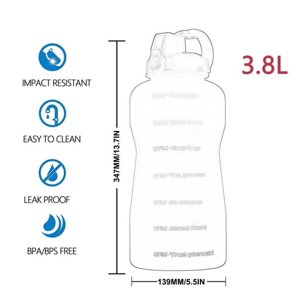 Large Motivational Water Bottle With Time Marker Straw Leakproof Water Jug For Fitness Gym And Outdoor Sports