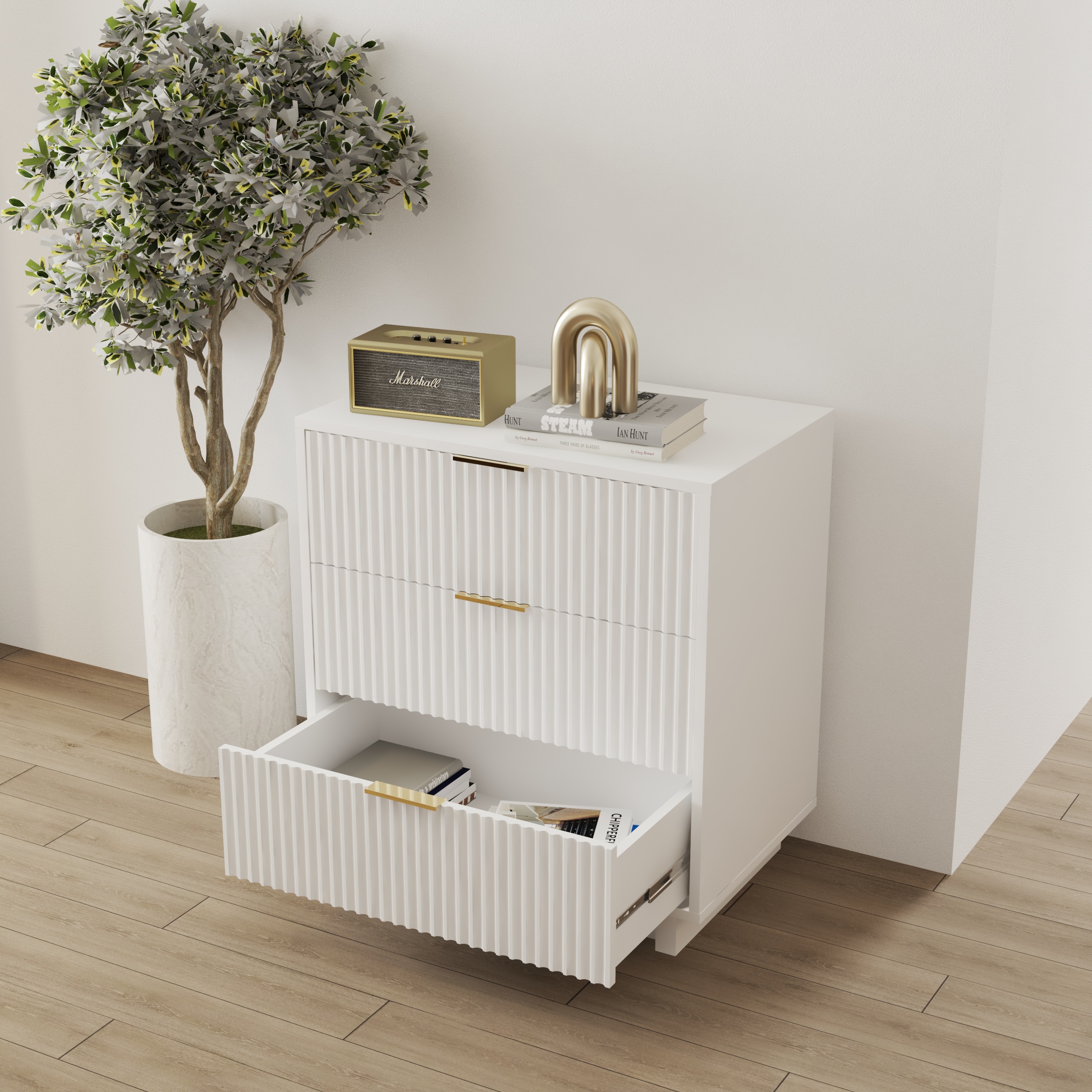 HAPPY FURNITURE , Tủ lưu trữ 3 ngăn kéo - NAMI, THK_239 , 70cm x 45cm x 76cm DxRxC