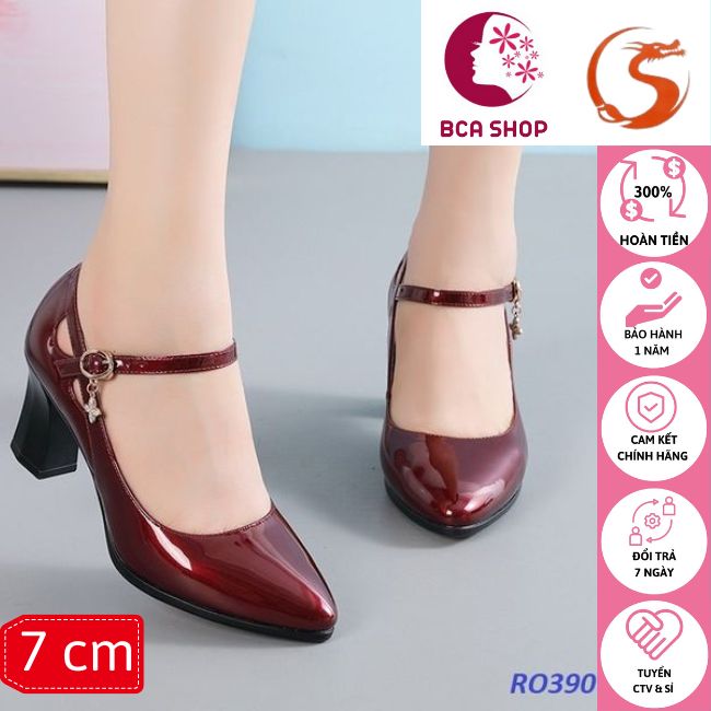 Giày cao gót nữ 7p RO390 ROSATA tại BCASHOP cho cô nàng công sở sự tự tin, thoải mái và duyên dáng - màu đỏ đô