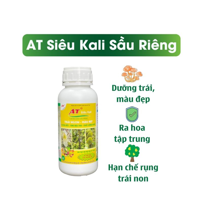 Phân Bón Hữu Cơ AT Siêu Kali Sầu Riêng 500ml Kích Ra Hoa Đều, Tăng Đậu Trái, Chất Lượng Ngon, Mã Đẹp, Tăng Năng Suất