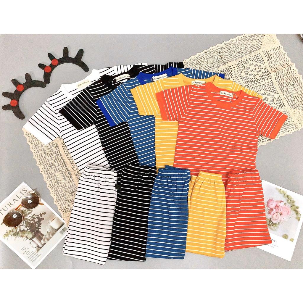 Bộ Cộc Tay Cho Bé Bộ Minky Mom Cộc Tay Cho Bé Trai Với Các đường kẻ Sọc rất đáng yêu