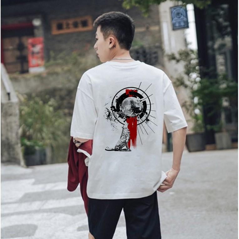 Áo Thun Tay Lỡ Unisex Sói Gọi Ánh Trăng Đỏ Siêu