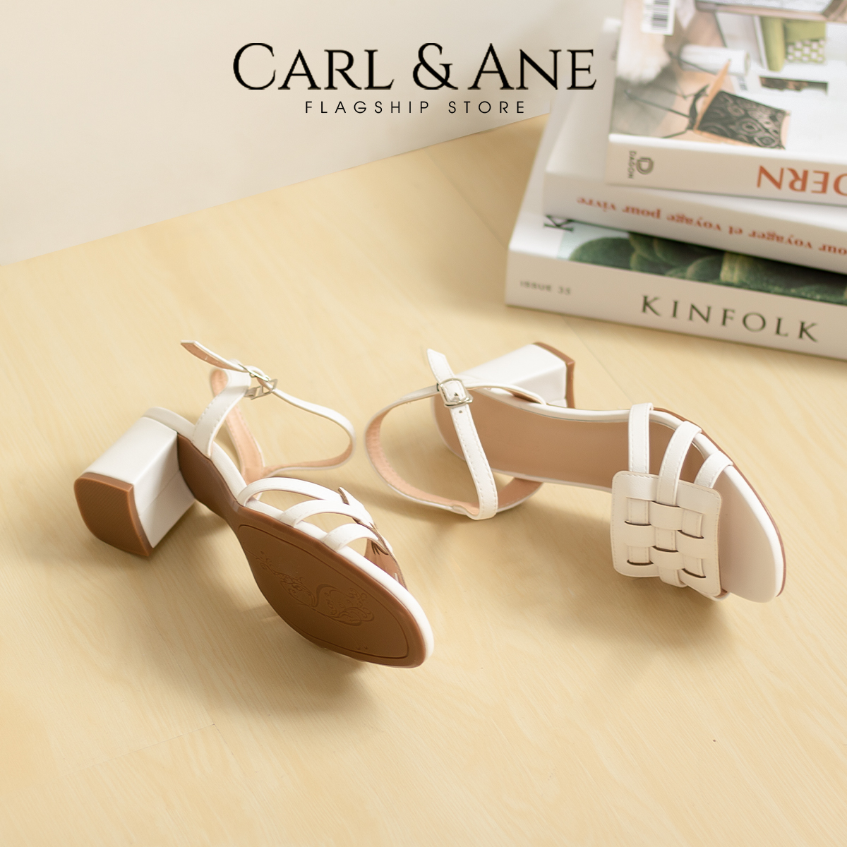 Erosska - Giày sandal cao gót mũi hở phối quai đan cao 5cm _ CS013