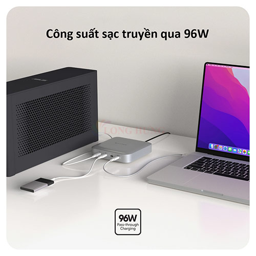 Sạc đa cổng HyperDrive Thunderbolt 4 Power Hub with Integrated GaN Power Source 96W HDTB4PH-US - Hàng chính hãng