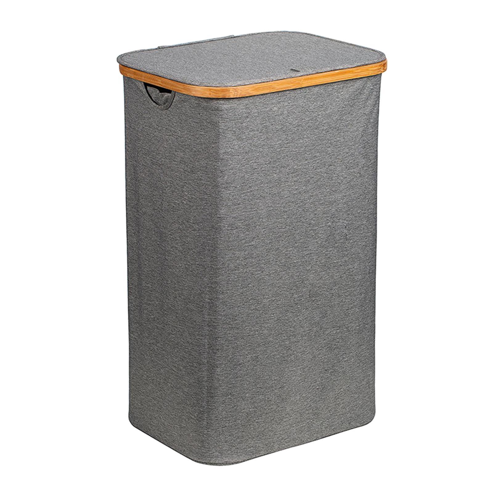 Grey Laundry Basket with Lid Organizer Clothing Clothes for Bedroom Bathroom