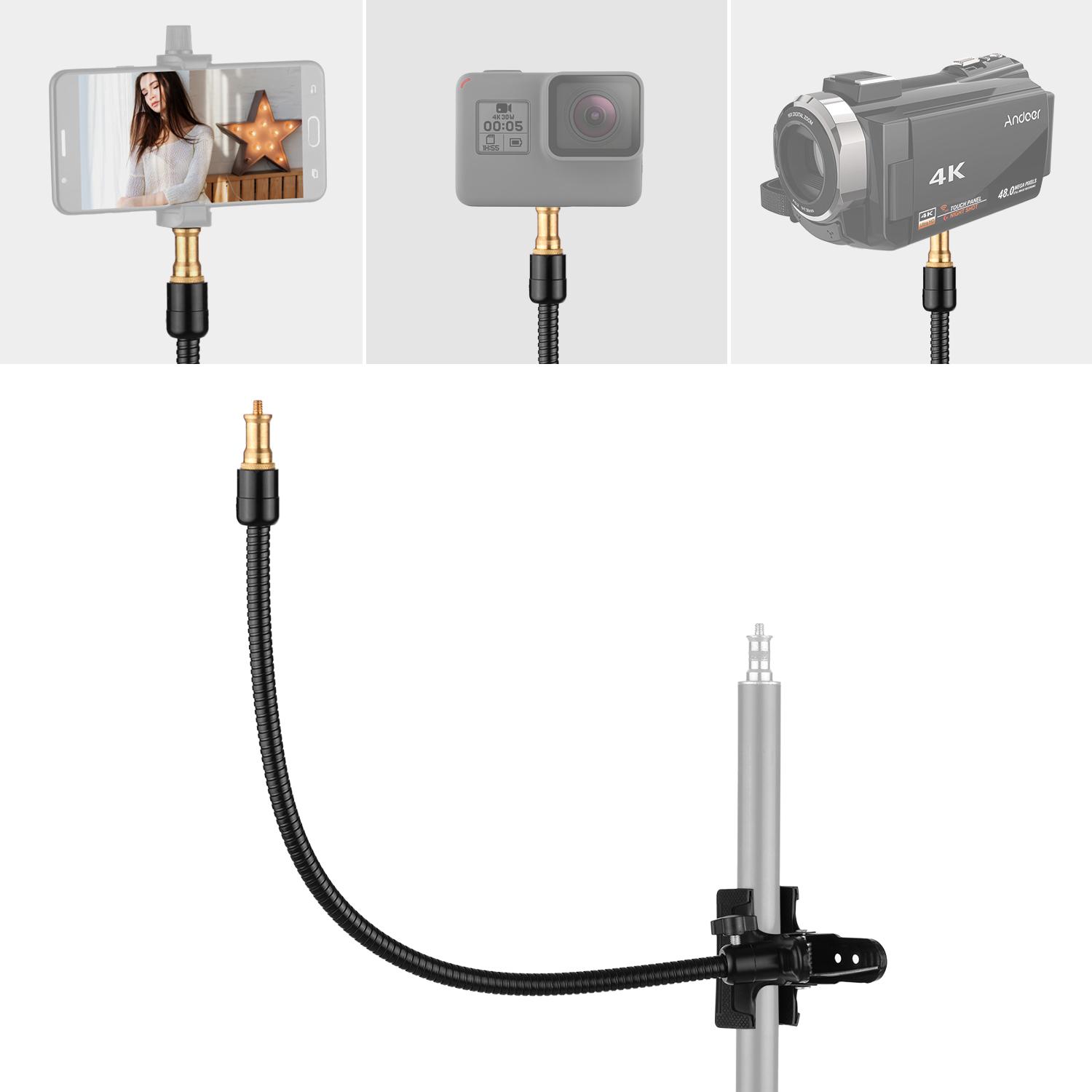 Chân đế kẹp gắn ống linh hoạt với 1/4 vít cho máy ảnh gắn micrô