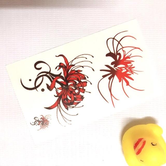 Hình xăm dán hoa bỉ ngạn đỏ cổ điển 10x6cm