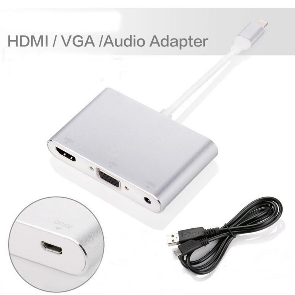 1080P HD For IPhone To HDMI VGA Audio Adapter For IPad IPhone X/8+/8/7+