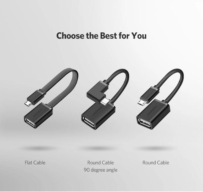 Ugreen UG10821US133TK 10CM màu Đen Cáp chuyển đổi MICRO USB sang USB âm hỗ trợ OTG dáng dẹt - HÀNG CHÍNH HÃNG