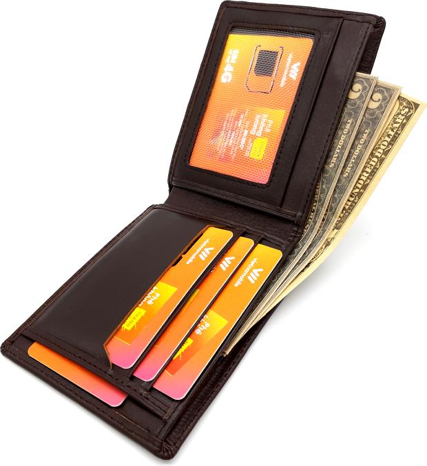 Bóp ví nam ngang da bò thật V068K1 - Nâu