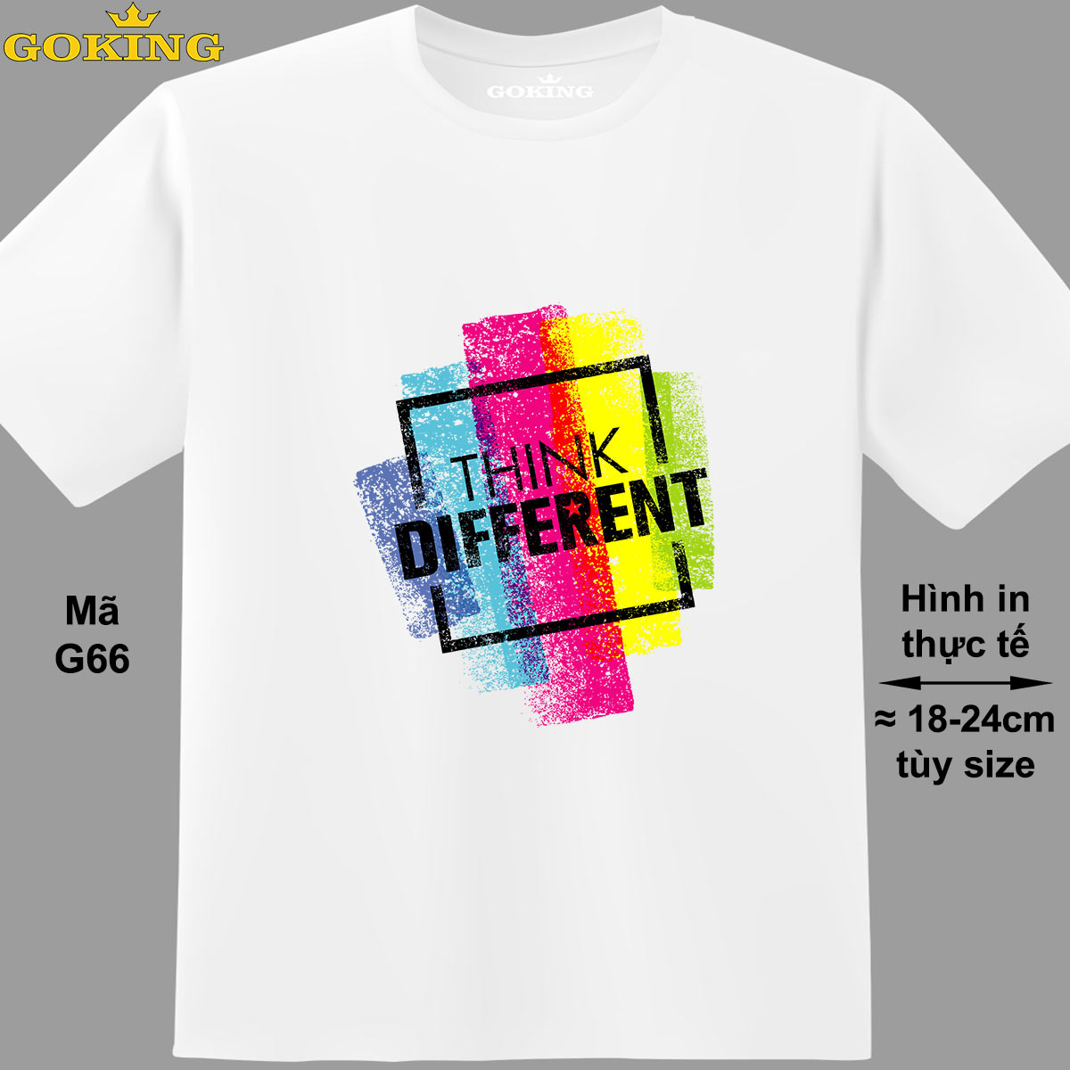 THINK DIFFERENT, mã G66. Áo thun nam nữ siêu đẹp, form unisex. Áo phông GOKING hàng hiệu, quà tặng cao cấp cho gia đình, cặp đôi, hội nhóm, doanh nghiệp. – Trắng, vải 100 cotton – M