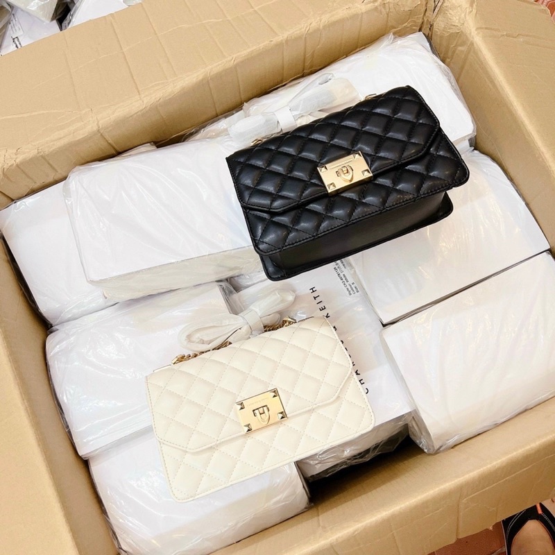 Túi đeo chéo, túi xách nữ khoá gập trần trám size 22cm da mềm đẹp sang trọng, cá tính cho nữ loại đẹp xuất dư MiiZzu