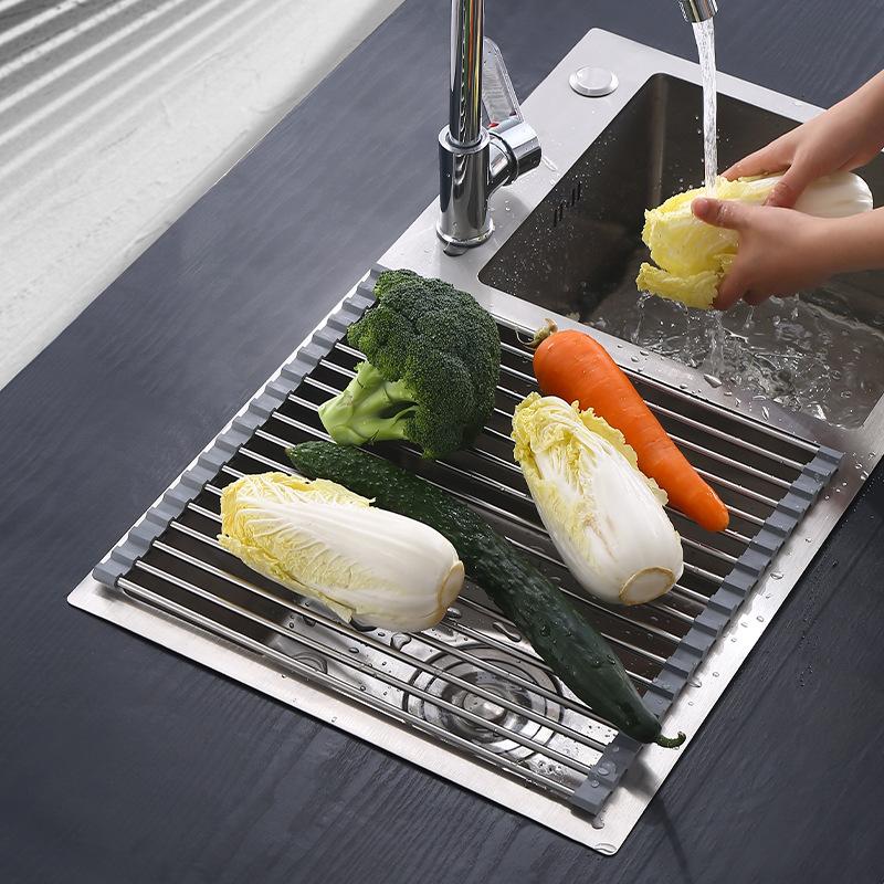 Cuộn Lên Món Ăn Phơi Gấp Gọn Đa Năng Chống Gỉ Món Ăn Drainers Trên Bồn Rửa Cho Phụ Kiện Nhà Bếp Nhà Tổ Chức Khay
