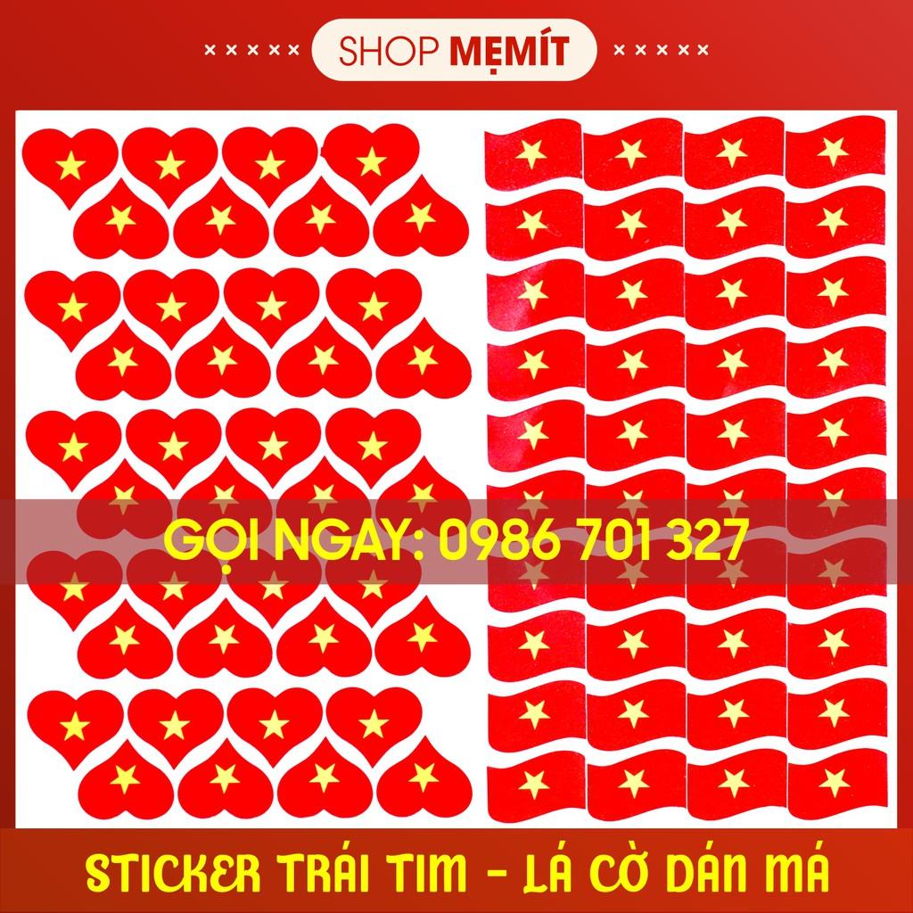 Sticker lá cờ dán má đủ hình trái tim và lá cờ
