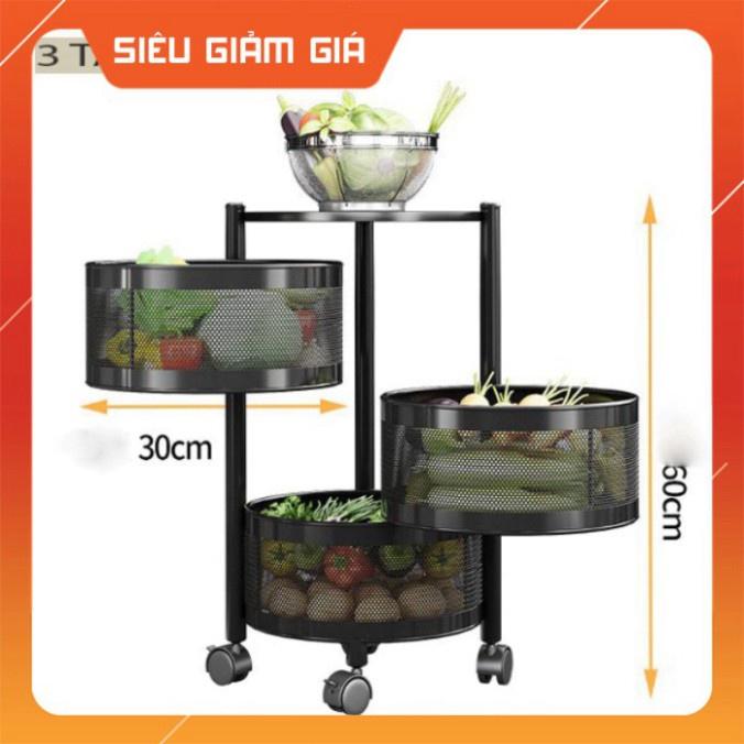 Kệ Xoay Tròn Vuông Đa Năng .Kệ Rau Củ Quả 3/4/5 Tầng Có Bánh Xe Di Chuyển.