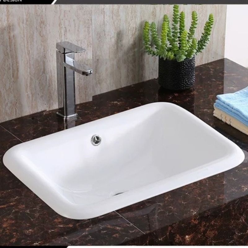 Lavabo sứ bán âm, Lavabo sứ dương vành