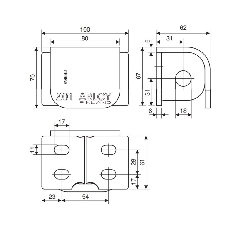 Pad Khóa Cửa ABLOY PL201 (Mở Cánh Phải)