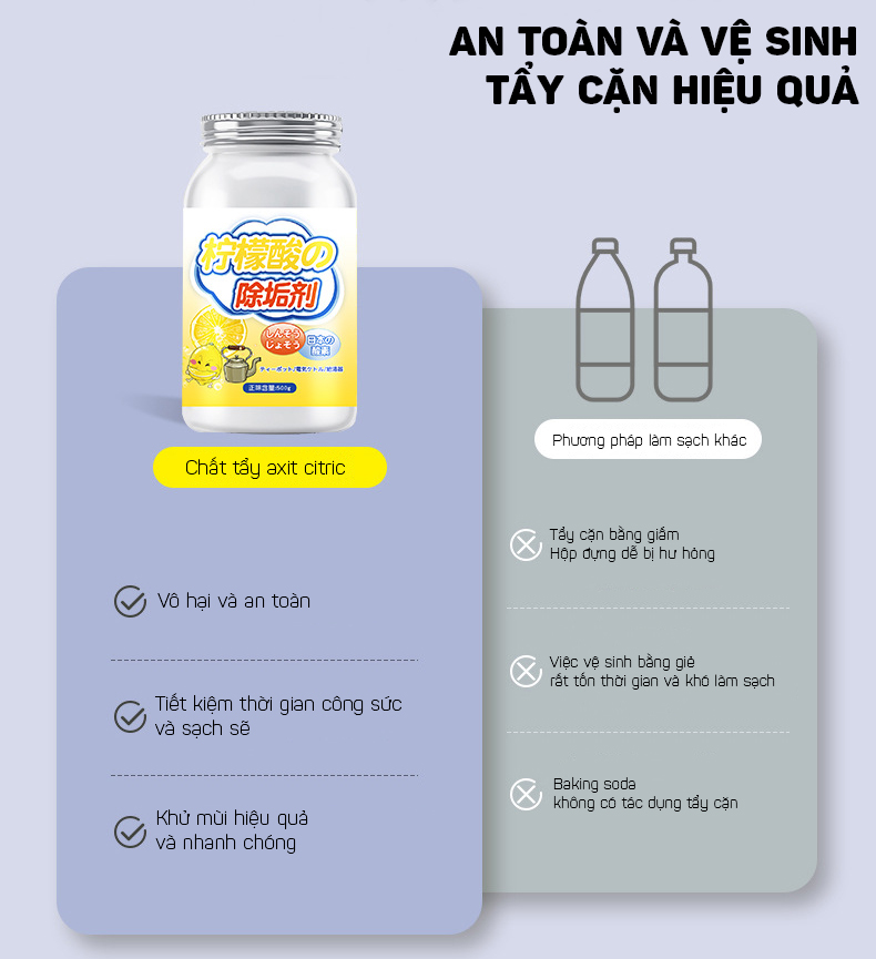 Bột Tẩy Rửa Cặn Trà, Cặn Cà Phê Cho Bình Đun Nước, Bình Giữ Nhiệt, Ấm Trà 500g- Hàng Nhập Khẩu