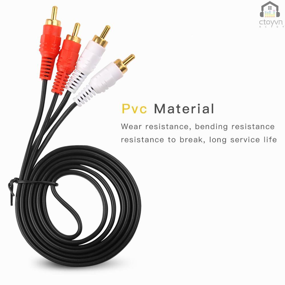 Dây cáp âm thanh chuyển đổi 2 RCA đực sang 2 đầu RCA dài 1.5m màu đen cho bộ khuếch đại âm thanh DVD TV CD