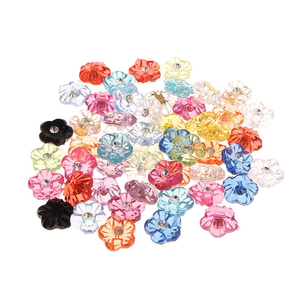 50 Con DIY Nhựa Kim Cương Giả Hình Bông Hoa Nút Kim Cương Giả May Tiếp Liệu