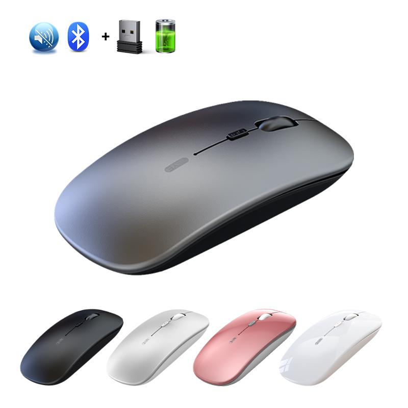 Niye Chuột Không Dây Máy Tính Bluetooth Im Lặng PC Mause Sạc Ergonomic Mouse 2.4Ghz USB Chuột Quang Cho Laptop