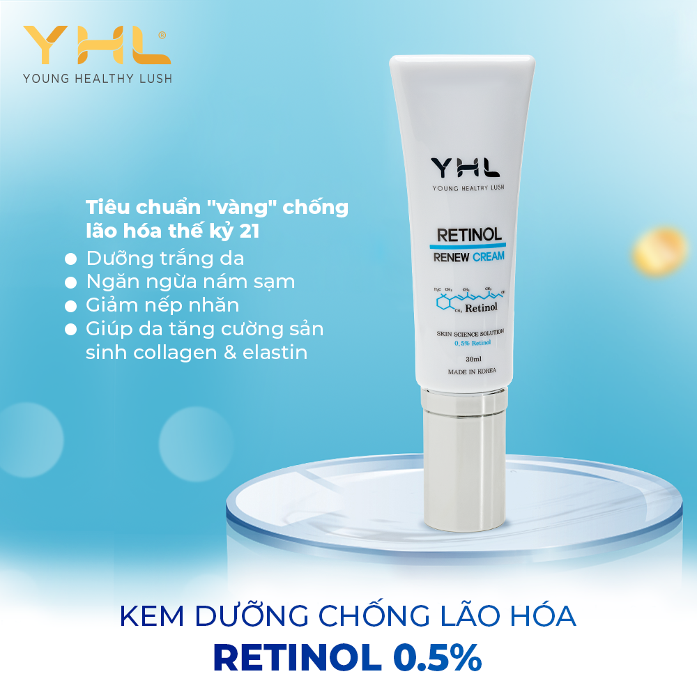 Kem dưỡng Retinol YHL Hàn Quốc 30ml chống lão hóa dưỡng ẩm chống nhăn da và giảm thâm nám đồi mồi trên da - Ban đêm