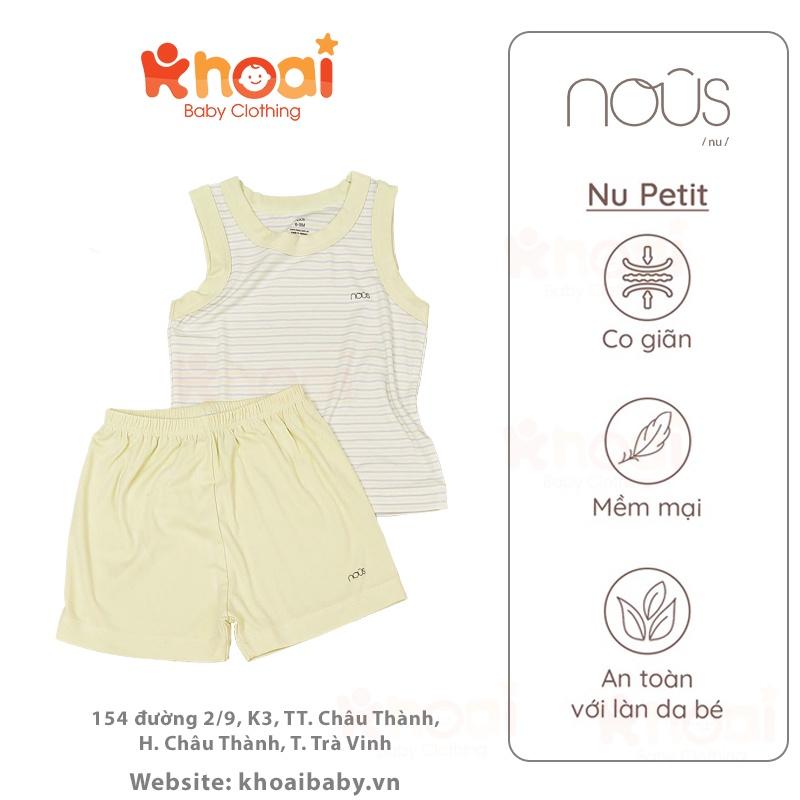 Bộ ba lỗ Nous petit kẻ xanh lá - Chất liệu Nu Petit 95% cotton thiên nhiên