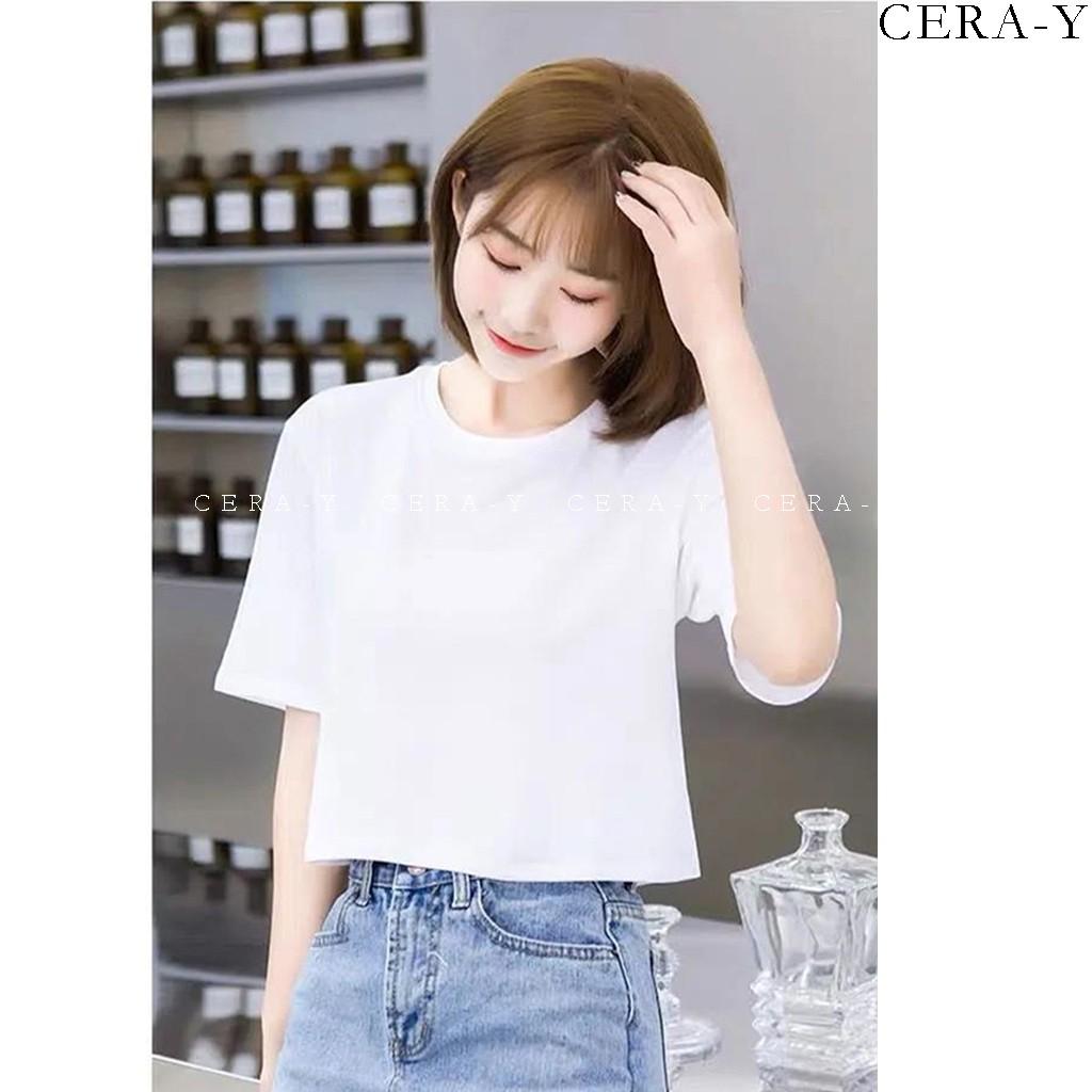 Áo thun thể thao form rộng croptop CERA-Y màu đen CR001