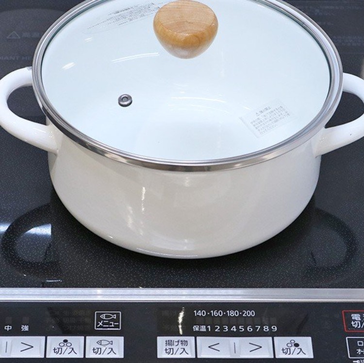 Bộ nồi tráng men nắp kính Pearl Metal Curry Chef Ø20cm - Hàng nội địa Nhật Bản
