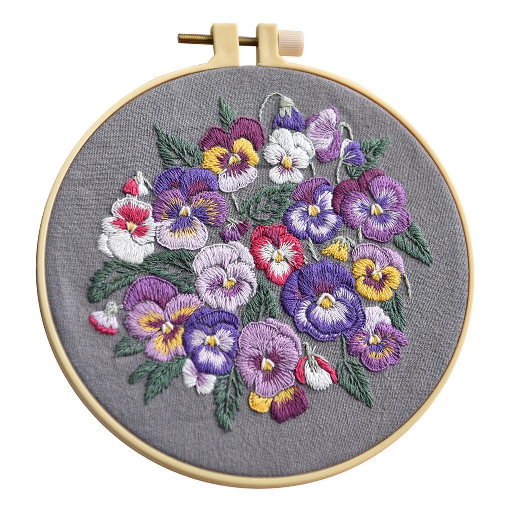 Starter Embroidery Set Cross Stitch Kit Craft DIY Tools -Threads, Fabric,
