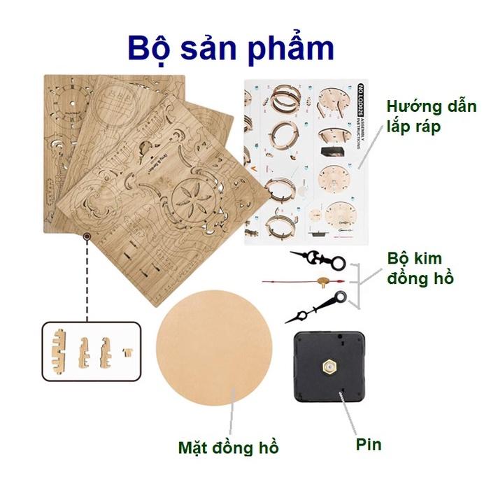 Mô hình lắp ráp 3D đồng hồ tháp bằng gỗ chạy pin Đồng hồ lắp ráp chất liệu gỗ chạy bằng pin