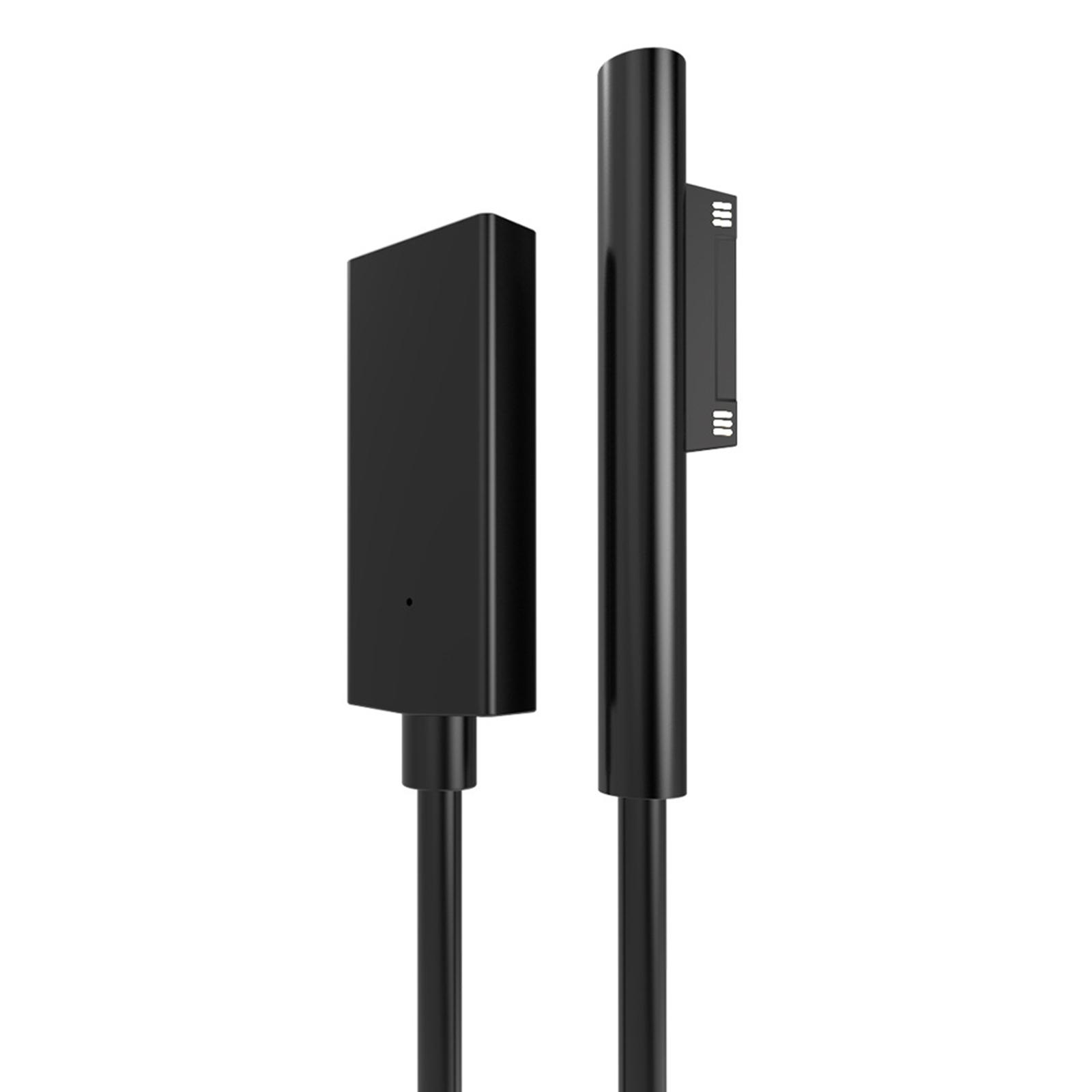 Premium USB C Type C Cable for Microsoft Surface Pro 3/4 / 5/6, Pro Go, Laptop 15V / 3A Power Supply 0.2 Meter Black