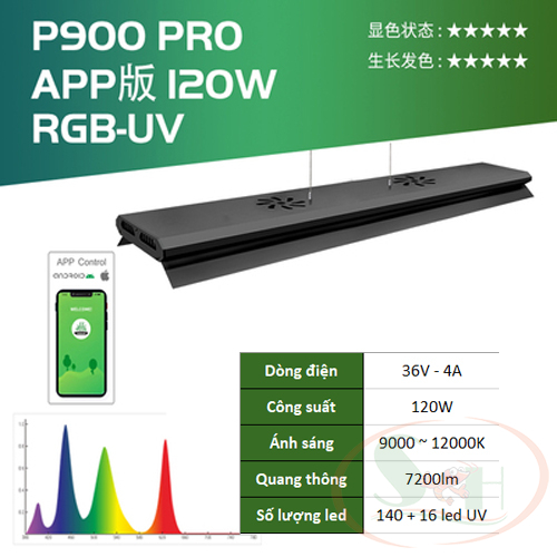 Đèn led Week RGB UV Pro P series P600, P900, P1200 quang phổ bể thủy sinh cá tép cảnh