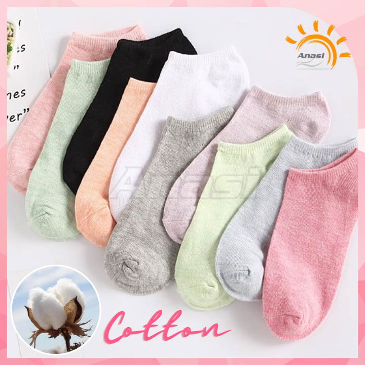 Combo 4 đôi vớ nữ/ Tất nữ cotton cổ ngắn loại mềm mỏng đi mùa hè Anasi VN095 | BST màu kẹo ngọt