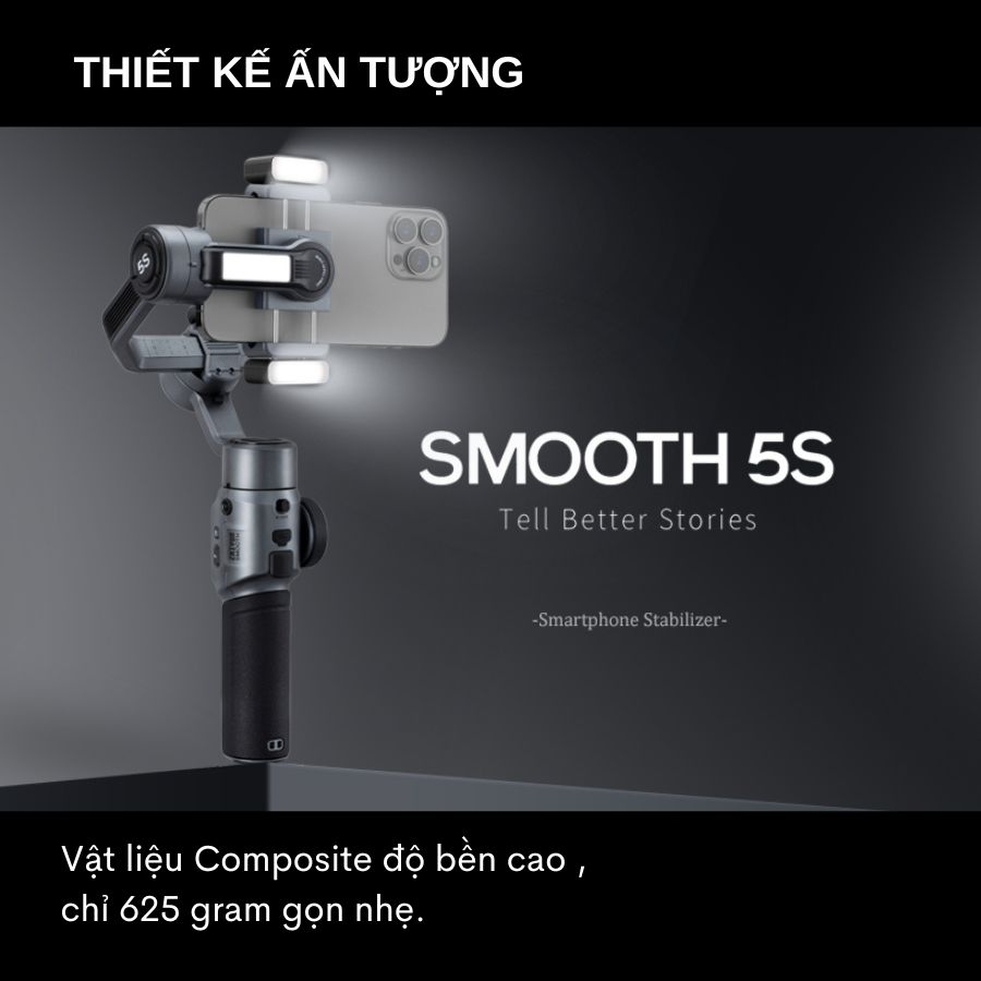 Gimbal Zhiyun Smooth 5S / Smooth 5S combo - Tay cầm chống rung 3 trục cho điện thoại phiên bản nâng cấp có joystick Zoom và Focus độc quyền - Hàng nhập khẩu