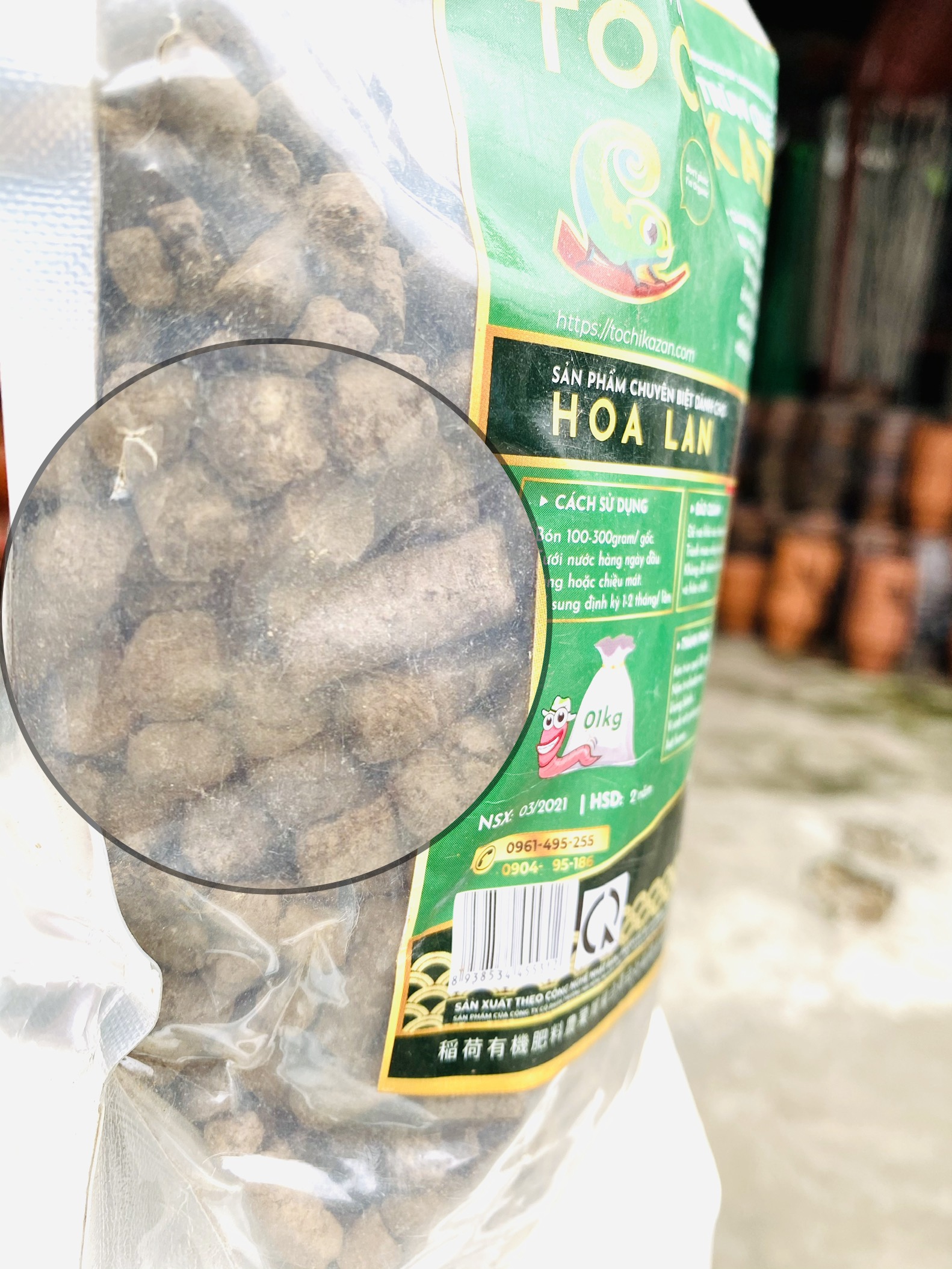 phân trùn quế viên nén cho lan Tochikazan xanh-1 kg